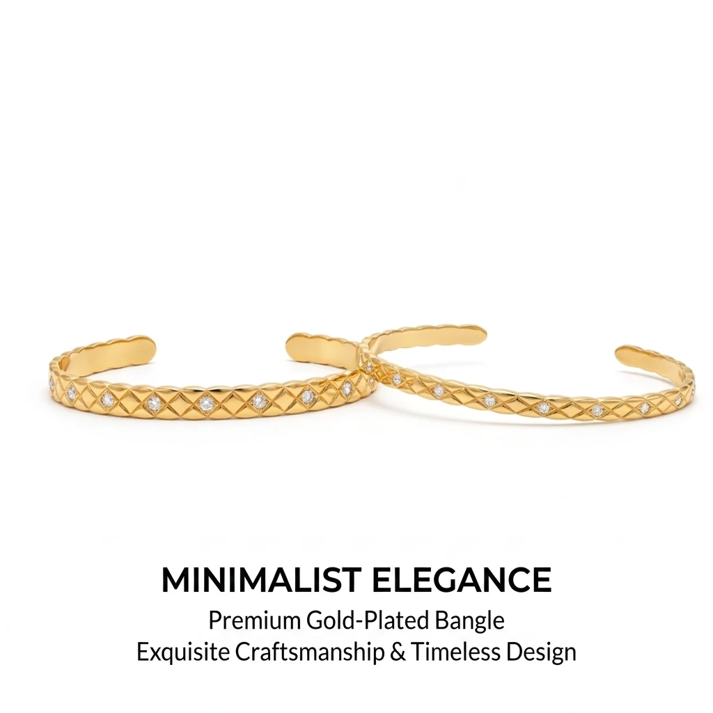 Gold Color Adjustable Rhombic Zircon Bangle, Stainless Steel Bohemian Style Bracelet for Women Luxury Fashion Jewelry Gift 4/6mm