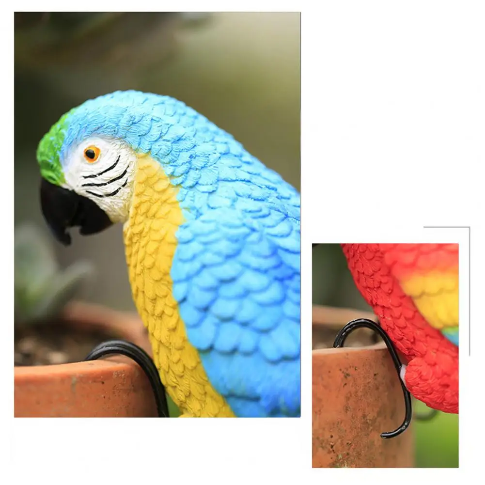 Indoor Parrot Figurine Simulated Parrot Figurine Planter Hugger Resin Bird Statue Sculpture Indoor Outdoor Garden Decoration