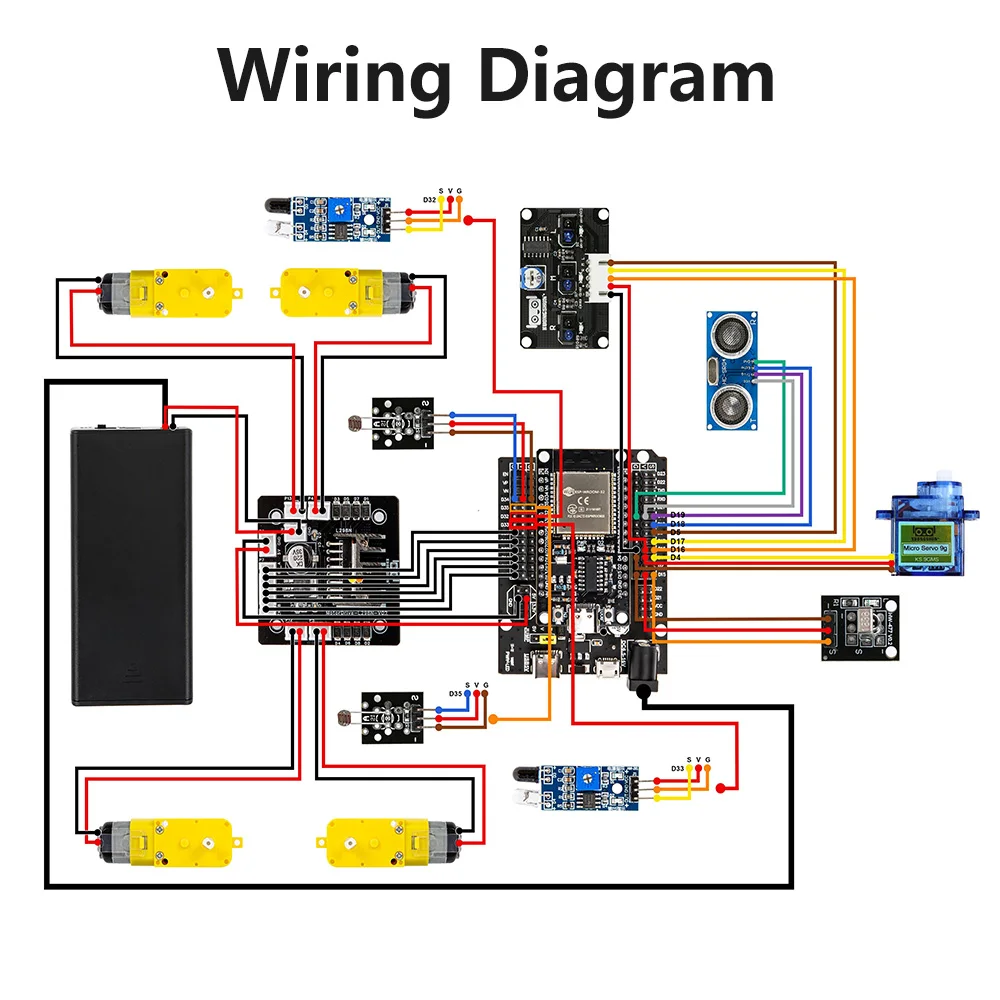 KUONGSHUN WiFi Multifunction 4WD Smart Robot Car Kit ESP32 for Arduino