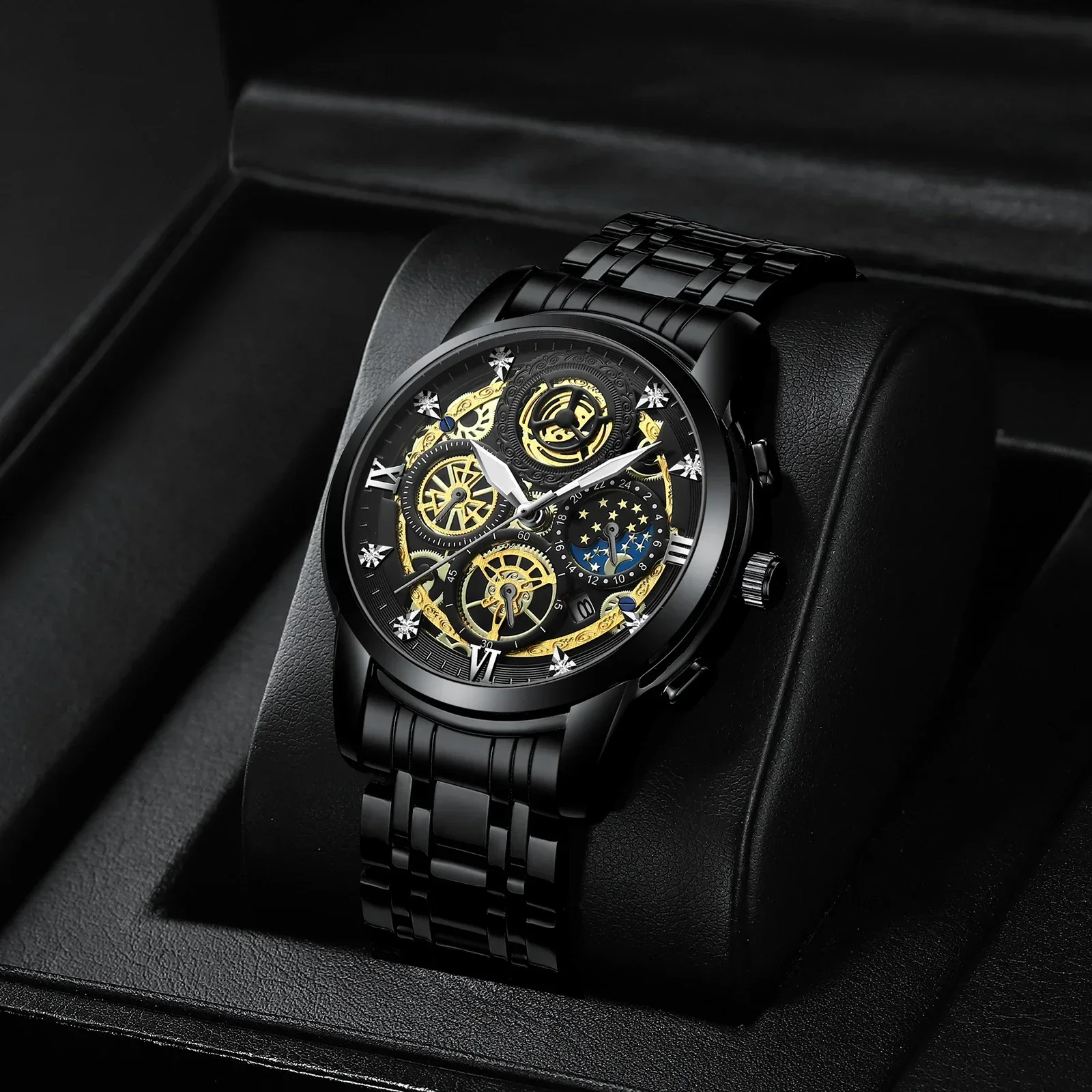 BINBOND Топ Роскошные Модные Мужские Часы Водонепроницаемые Светящиеся Дата Мужские Наручные Часы Из Нержавеющей Стали Деловые Мужские Кварцевые Часы Reloj