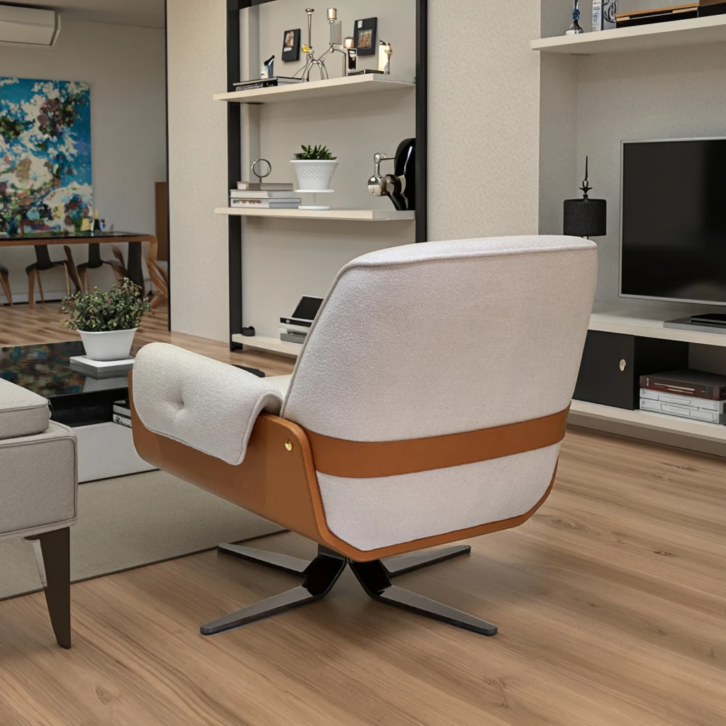 Italian Designer Swivel Chair Luxury  Velvet Fabric Lounge Chair for Living Room & Hotel High-end Leisure Armchair