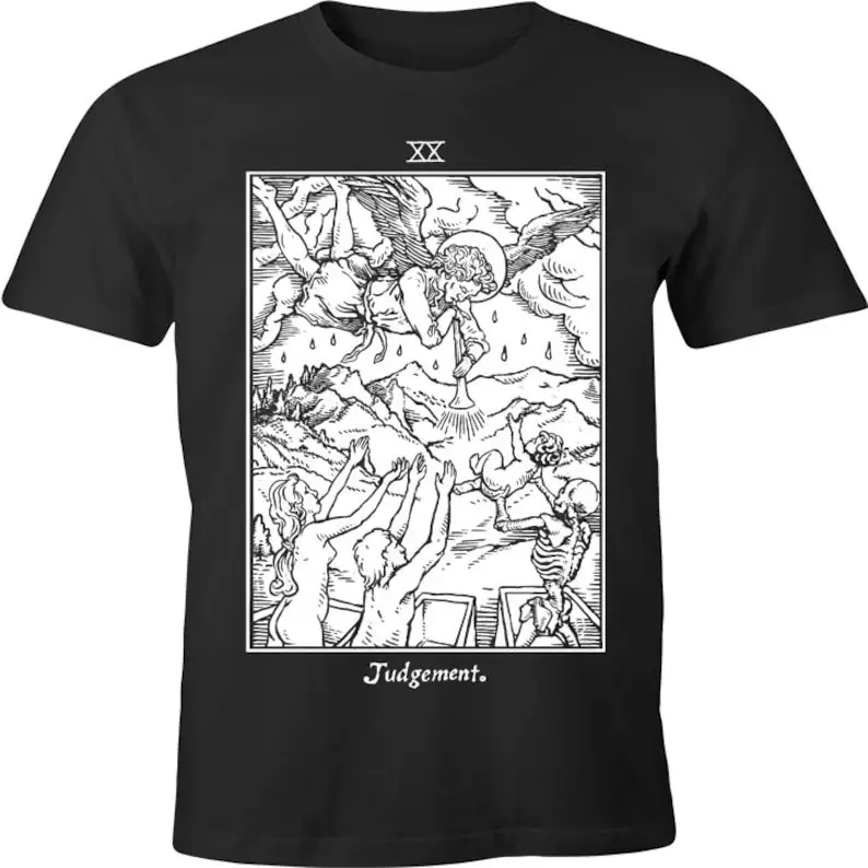 

JUDGEMENT Tarot print shirt Men T-shirt Summer Cotton Short Sleeve O-Neck Men's T-Shirt