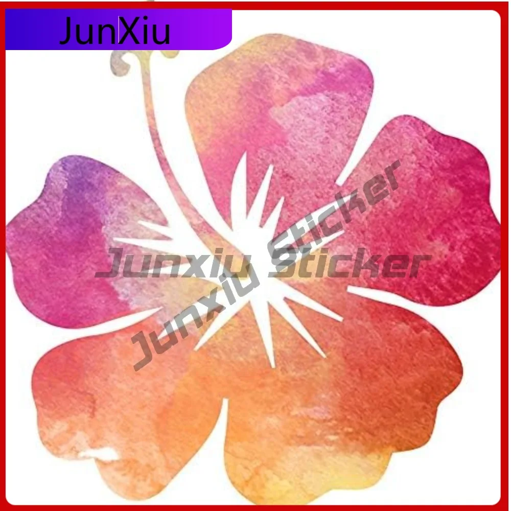 

MAKTEM Hibiscus Rainbow Eye Catching Top Quality Durable Stylish Truck Decal Accessory Waterproof Vinyl Car Laptop Window