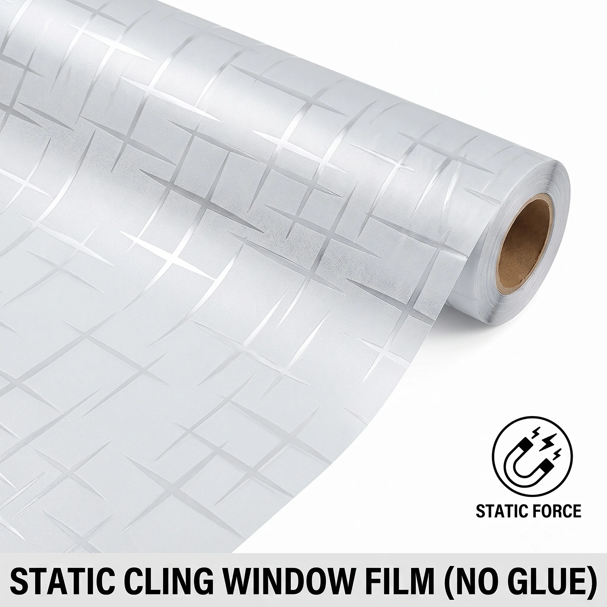 Cross-Line Pattern Static Cling Window Film Frosted Privacy Glass Sticker Anti-UV Light Filter No-Glue Removable Reusable