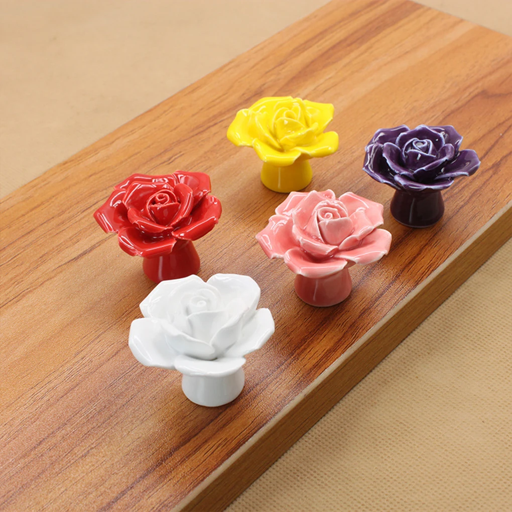 Wide Range Of Applications Flower Ceramic Door Knob For Unique Easy-to-install Ceramic Drawer Knob