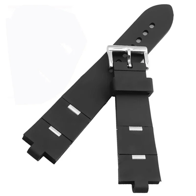 For Bvlgari Rubber Watch Strap 22mm 24mm Raised Mouth Black Silicone Watch Band Men and Women