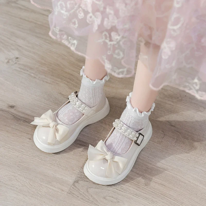 Children Girls Leather Shoes Princess Retro Flats Kids Dress Student Show Dance Toddler Bowknot Shoes Toddler Casual Mary Janes