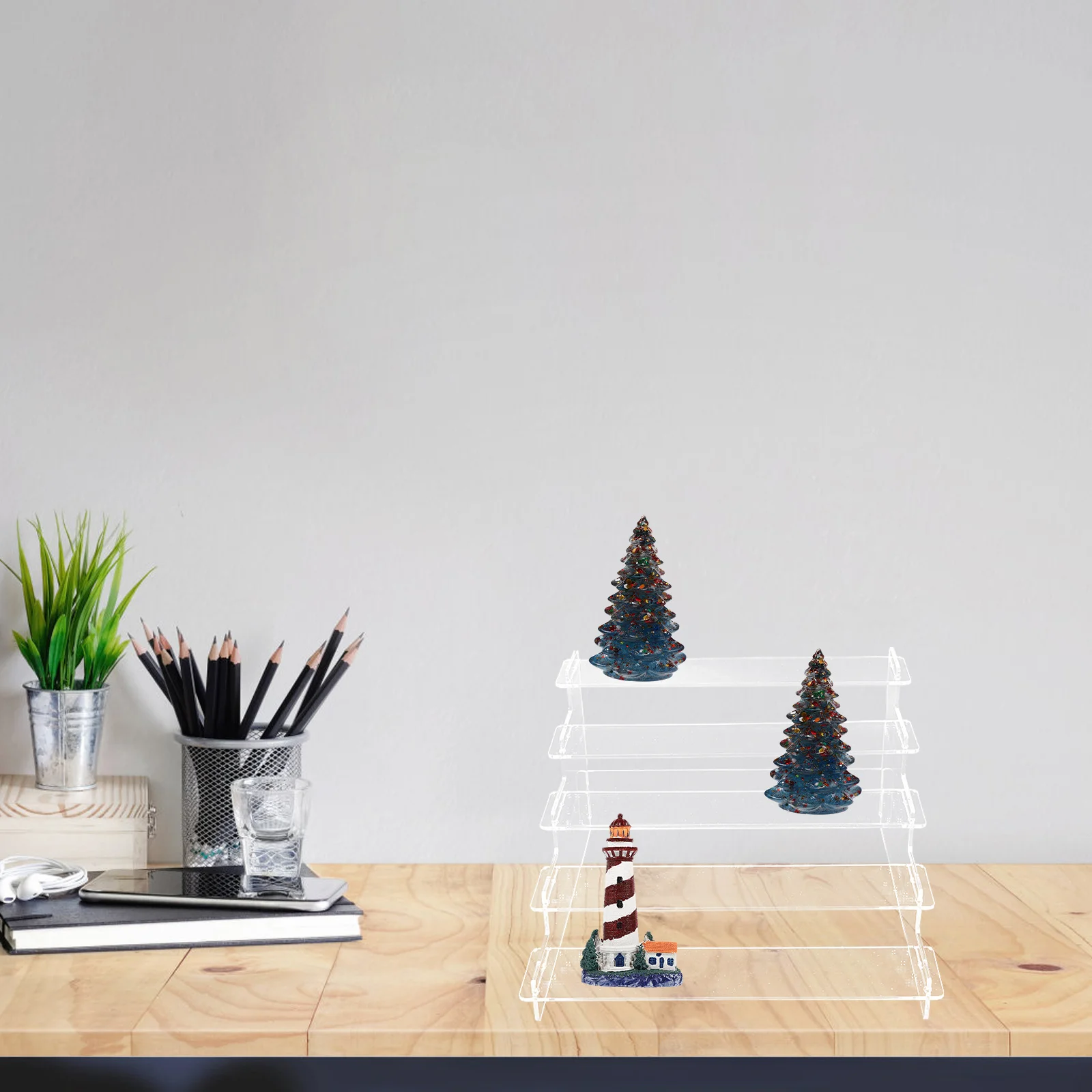 

Acrylic Display Rack Stair Shape Multilayer Clear Holder For Jewelry Perfume Storage Tiered Stand Organzier