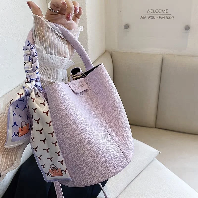 

Faionable Summer Pure Color Buet Bag Sli oulder Crossbody Bag Fre Trendy Handbag Urban Simple Sle PU Leather