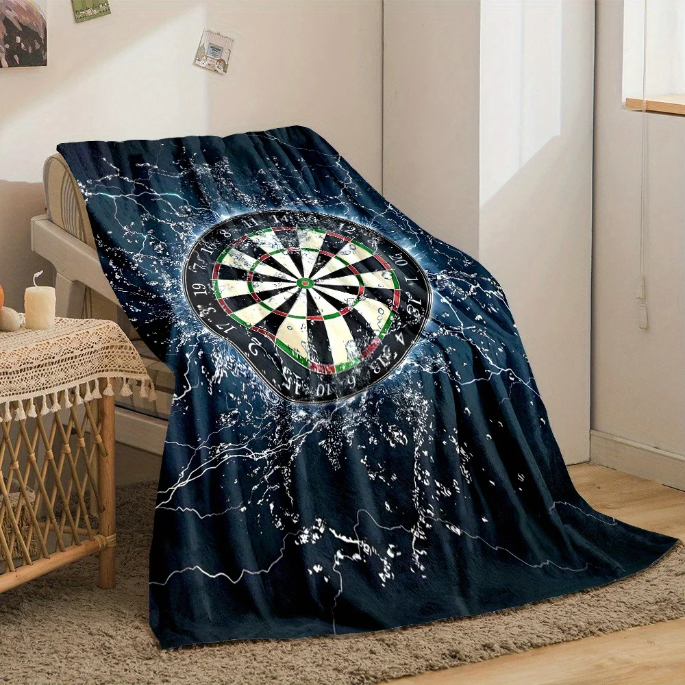 Premium Navy Blue Target Bullseye Throw Blanket Cozy Game Decor Fleece Throw for Couch Seasonal Sports Art