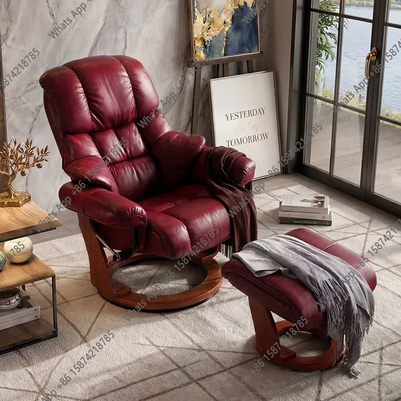 light luxury leather single sofa Nordic living room can be turned to lie down office lunch break comfortable leisure chair