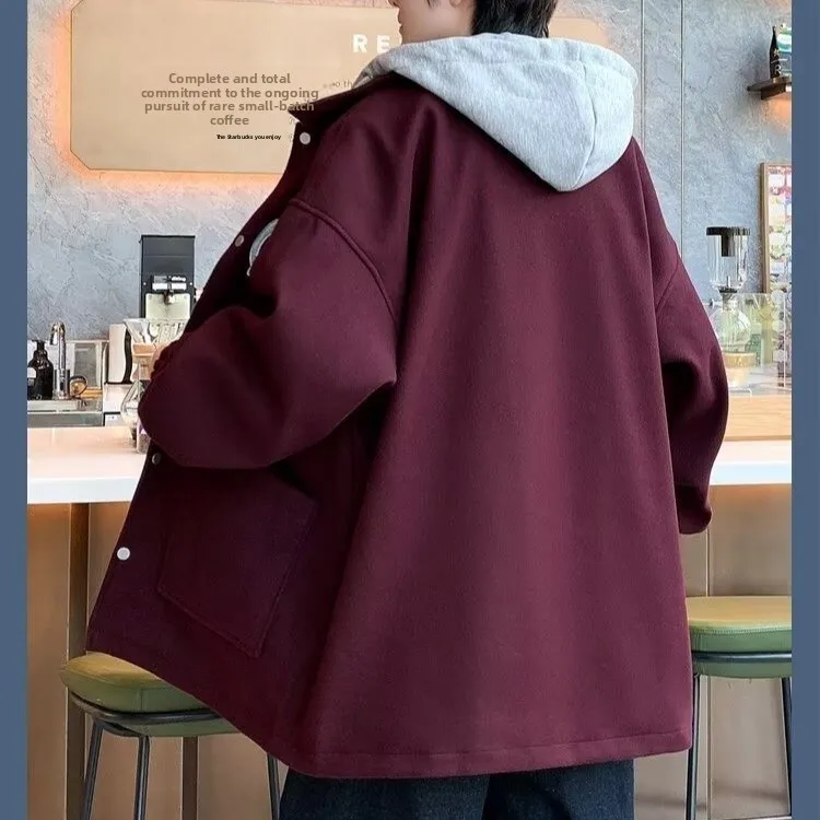 

Men's Casual Loose Fit Hoodie Jaet Fake Two-Piece Spring Autumn New Trendy Brand American Sle Comfortable Breathable