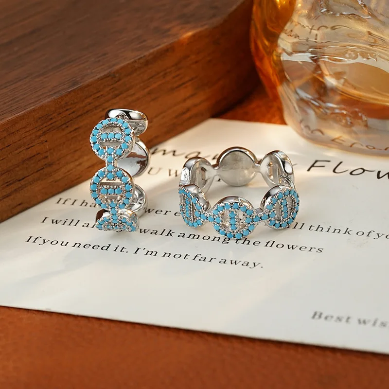 High Quality Trendy Blue Stone 925 Sterling Silver Ladies Stud Earrings Promotion Jewelry Women Anti Allergy 2027 New Style