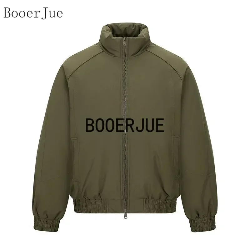 Men Winter Bread Cotton Jacket Stand Collar Loose Casual Outdoor Warm Cold-proof Coat Camping Fishing Windproof Lightweight