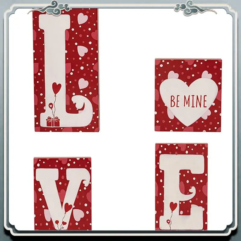 

Durable Valentine's Day Romantic Heart Shaped Wooden Letter Blocks Decorative Sign Mantelpiece Ornaments Romantic Decoration
