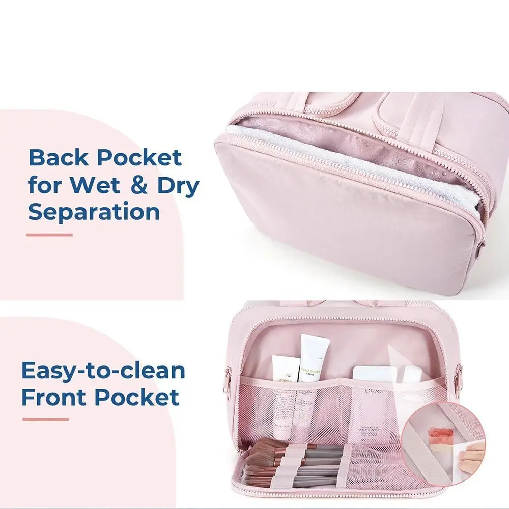 Nylon Travel Toiletry Bag Portable Fluffy Makeup Bag Large Capacity Large Capacity Lightweight Women Travel Storage Case