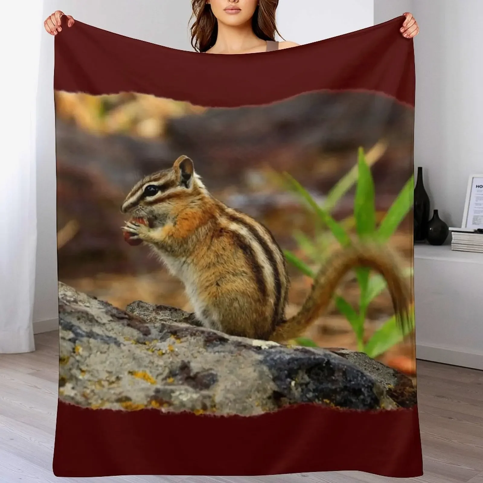 

CHIMPMUNK PORTRAIT Throw Blanket Large Cute Plaid Hairys sofa bed Blankets