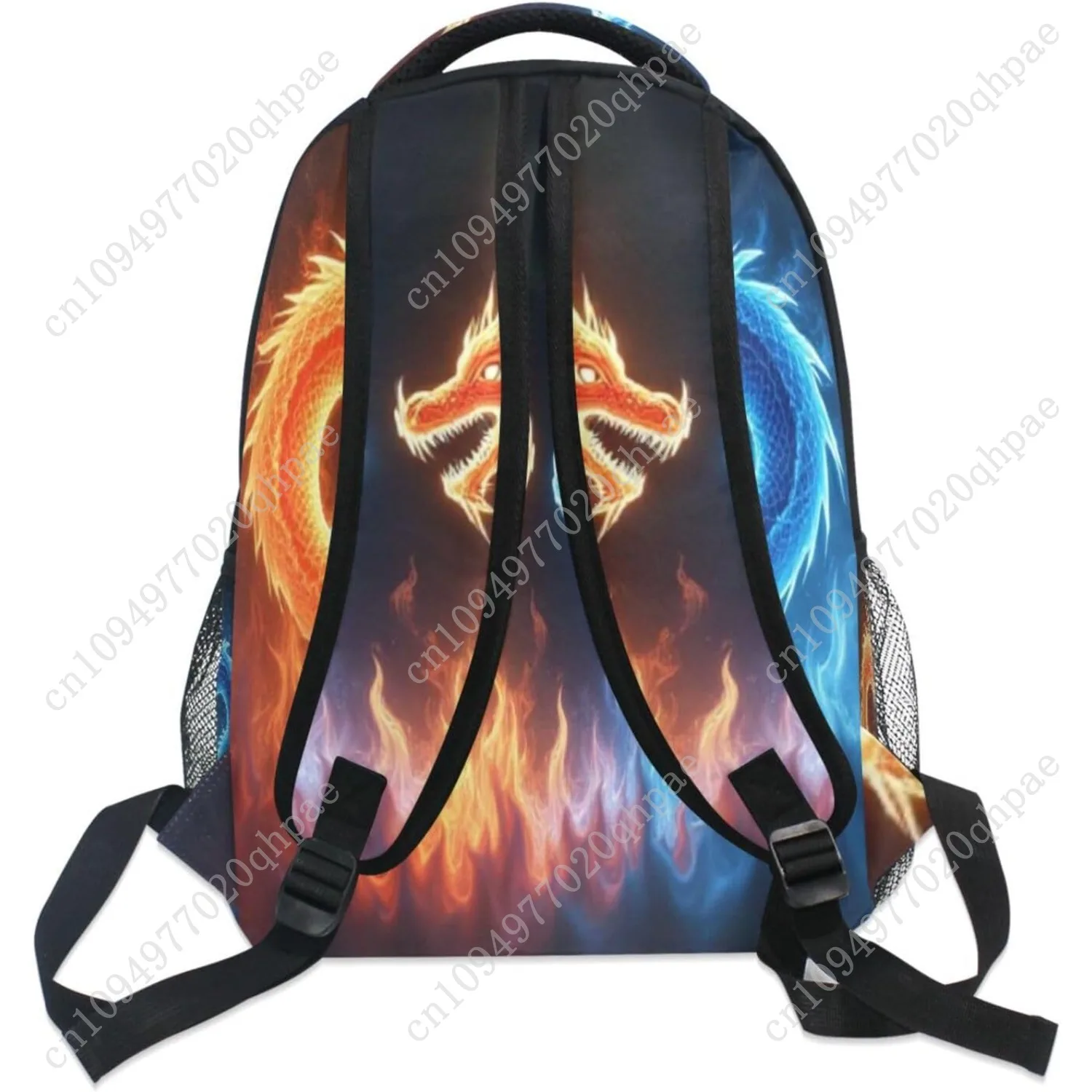Kcldeci Red Blue Fire Dragon School Backpack Galaxy Teens Girls Boys Kids Bookbag, Monster Animal Water Resistant Elementary Tra