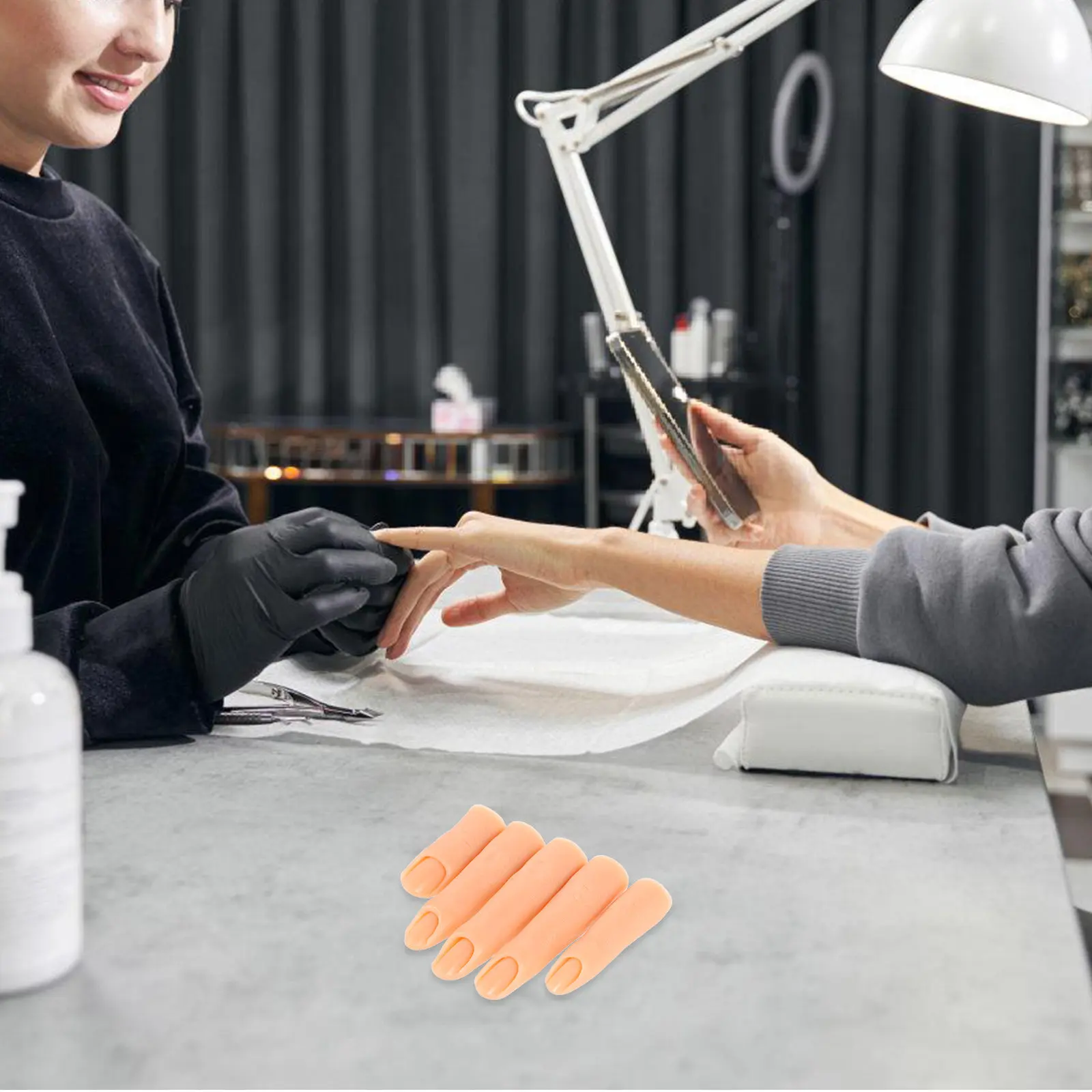 5Pcs Silicone Practice Nail Fingers Natural Color Flexible Joints Fake Nail Training Fingers DIY Display Hand Hands Gel Magnetic