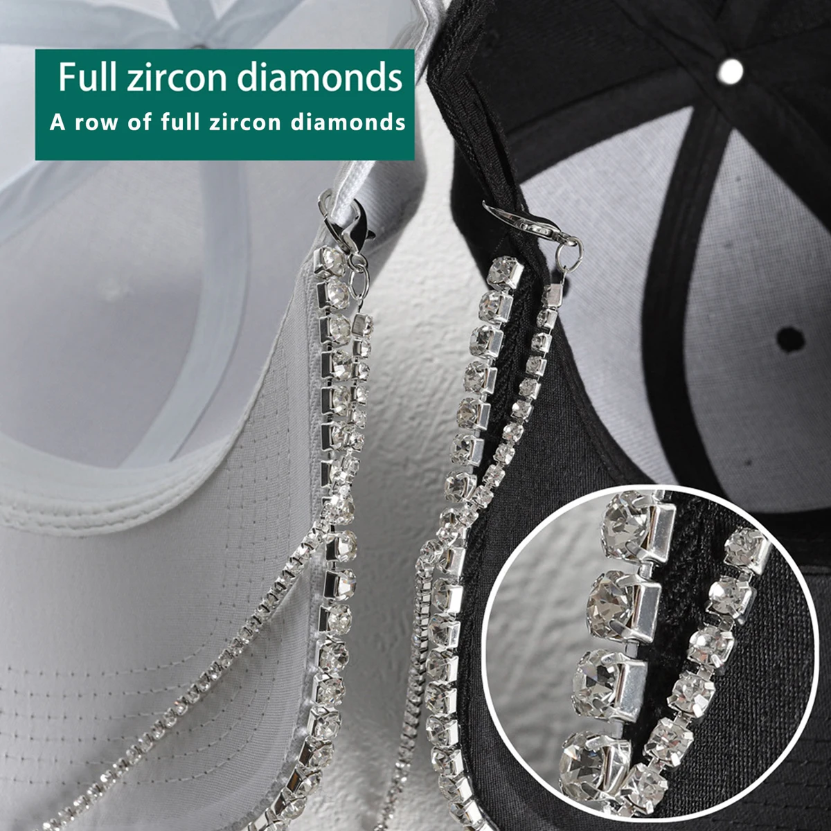 

Стильная женская бейсболка со сверкающей цепочкой со стразами, регулируемая шляпа дальнобойщика для активного отдыха, дышащий дизайн