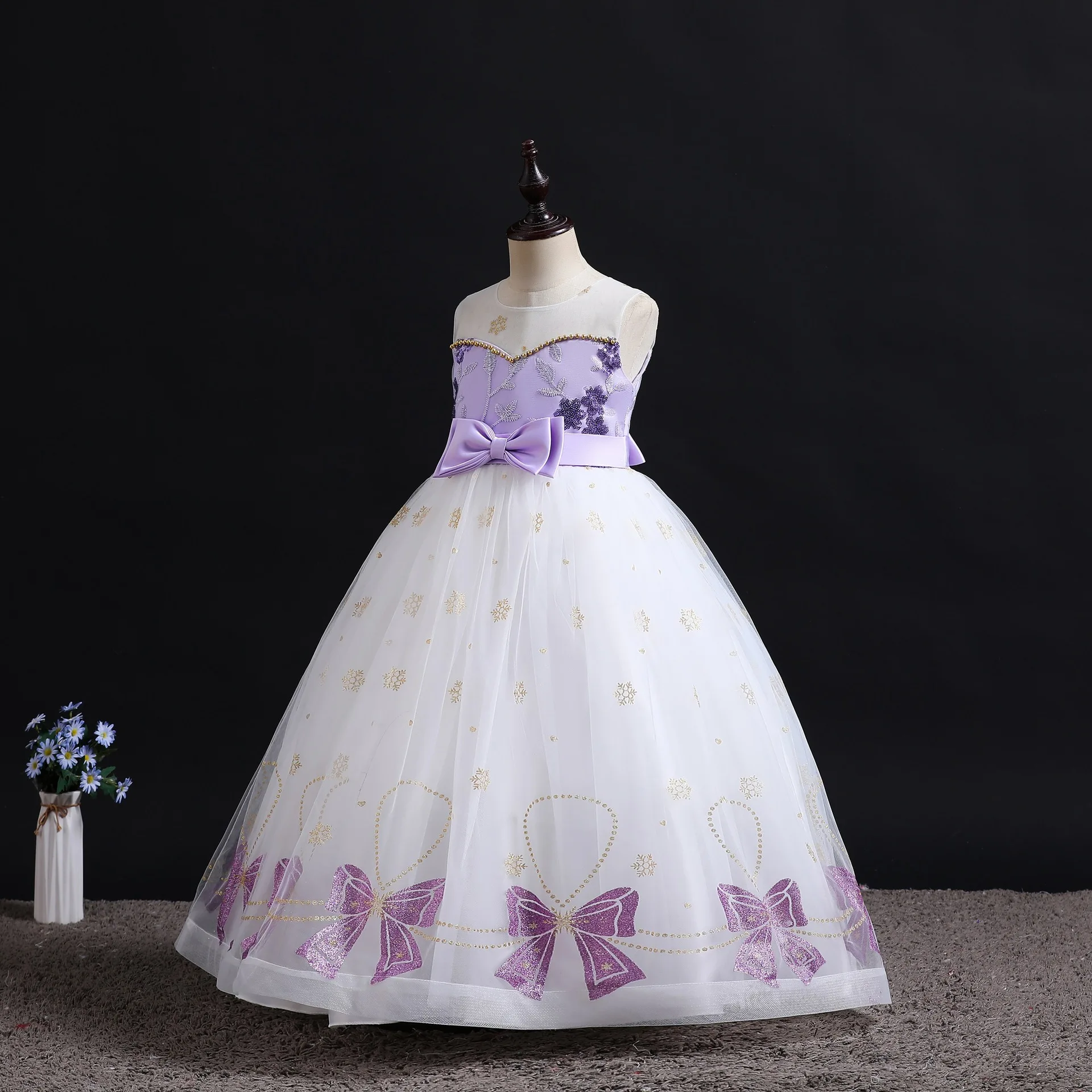 Annabelle-vestido de encaje con lazo de princesa para niña, vestidos de Navidad para bebé, cumpleaños, bodas, fiesta de cumpleaños