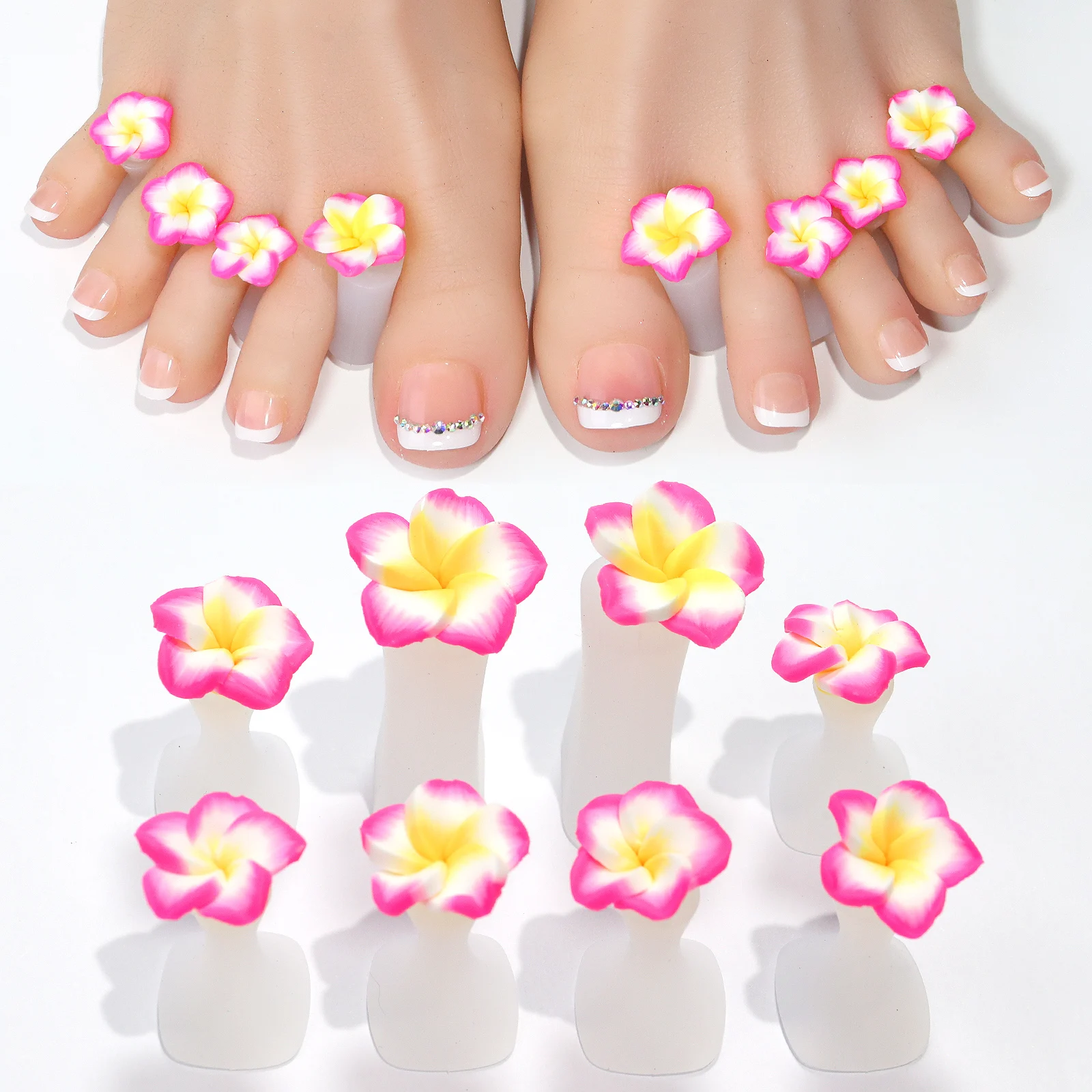 8pcs Silicone Pink Petal Toe Nail Separators For Pedicure Foot Finger Splitter Flexible Toes Separation Tool Supplies For Salon