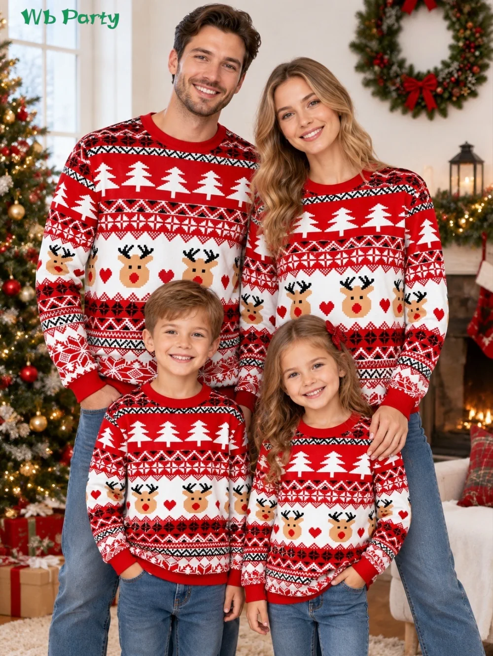 2026 Christmas Family Matching Sweatshirt Parent-Child Elk Santa Claus Print Fashion Adult Kids Long Sleeve Sweatshirts Clothing
