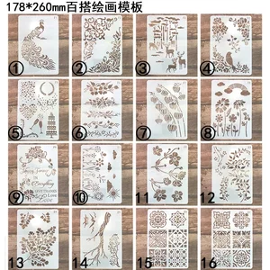 1 buah Templat Stensil Gambar Berongga Hewan Kartun Lucu Lukisan Dinding Berlapis Stensil Gambar Bunga DIY Dekorasi Jurnal Buku Tempel 12 stensil penjualan terbaik a3 - №