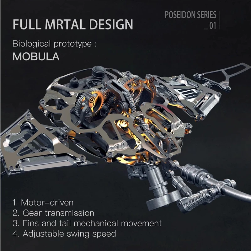 DIY Metal Original Color Mechanical Manta Ray Finished Model Ornament Handcrafted Gift