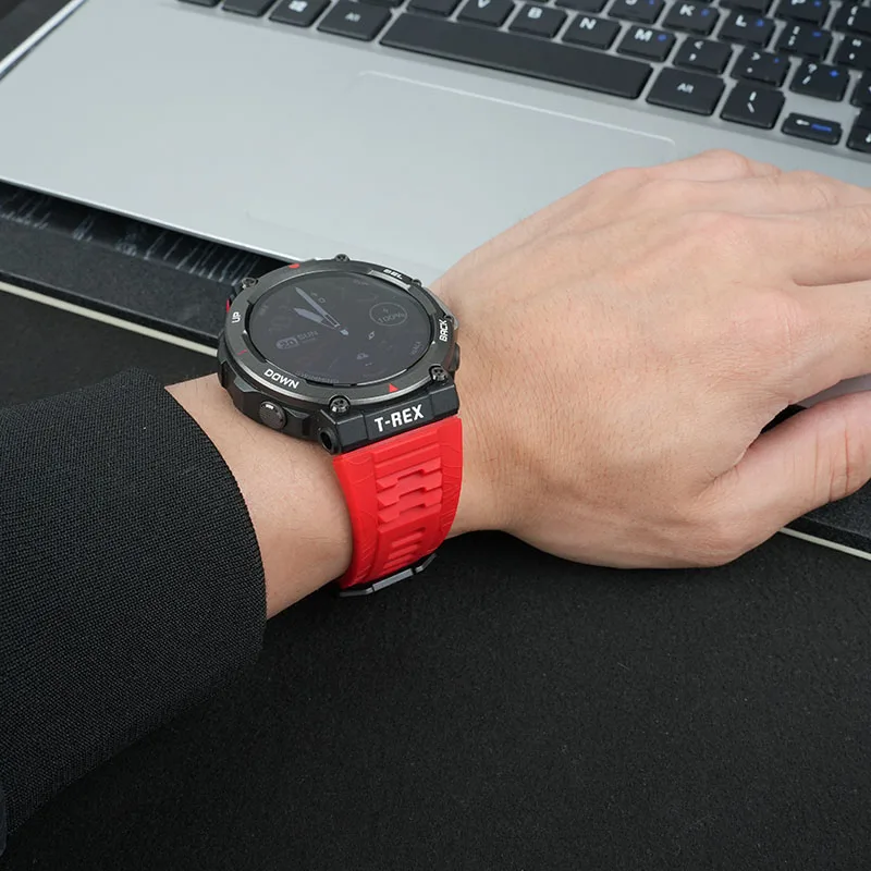 الرياضة في الهواء الطلق حزام ساعة سيليكون ل AMAZFIT Huami T-Rex 3 حزام الساعات الذكية ريكس 3rd الجيل الرجال سوار الفرقة مقاوم للماء