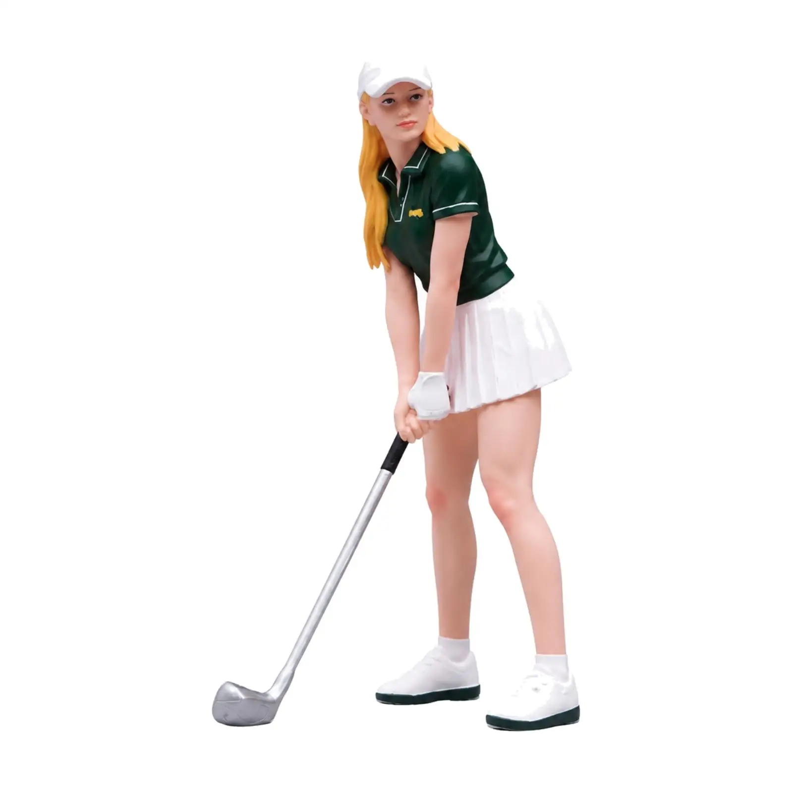 Hand-Painted Golfer Figurine with Golf Club Collectible 1/24 Scale Golfer Figure Detailed for Diorama Builders, Hobbyists