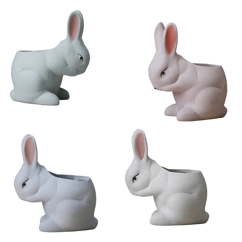 Cartoon Rabbit Bunny Ceramic Succulent Planter Animal Shaped Cactus Flower Pot Holder Gardening Cotainer Home Pati new arrival