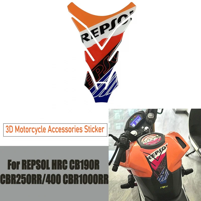 

Для REPSOL HRC CB190R CBR250RR/400 CBR1000RR 3D аксессуары для мотоциклов наклейка наклейка на топливный бак Pad протектор декоративная