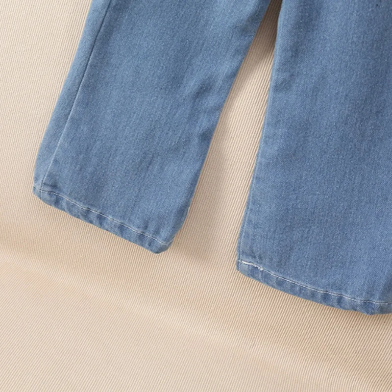 0-6 Jahre Baumwoll-Jeans für Mädchen, Denim-Schlaghosen, Einfarbige Kinder-Freizeithosen, Kinderjeans für Mädchen für Frühling und Herbst – Detail 8