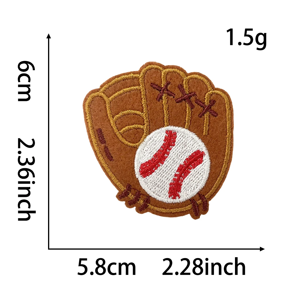 Brown Cartoon Baseball Hand Baseball Outdoor Embroidered Cloth Patch DIY Patch Back Glue Ironed Cloth Patch