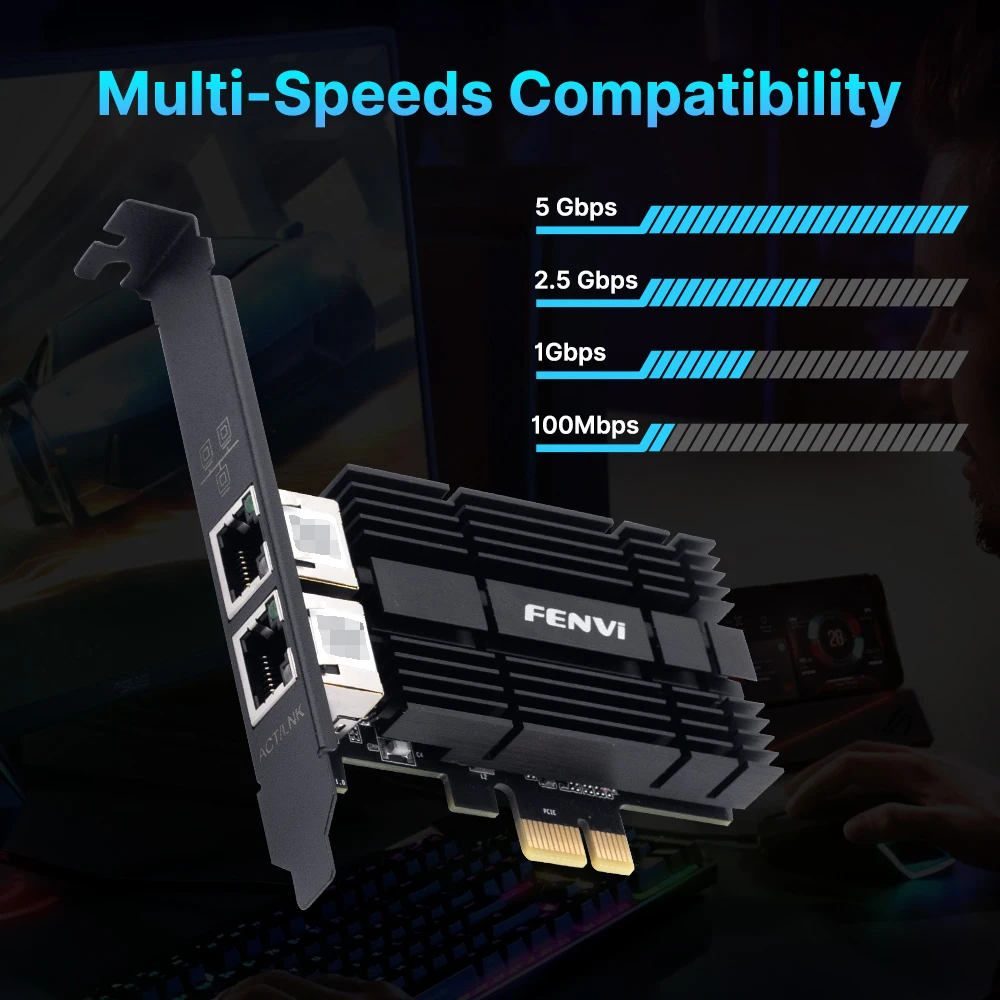 FENVI 2.5G PCIE Ke RJ45 Kartu Jaringan 2500Mbps Gigabit Ethernet I226 Adaptor Jaringan Nirkabel untuk Desktop Win10/11