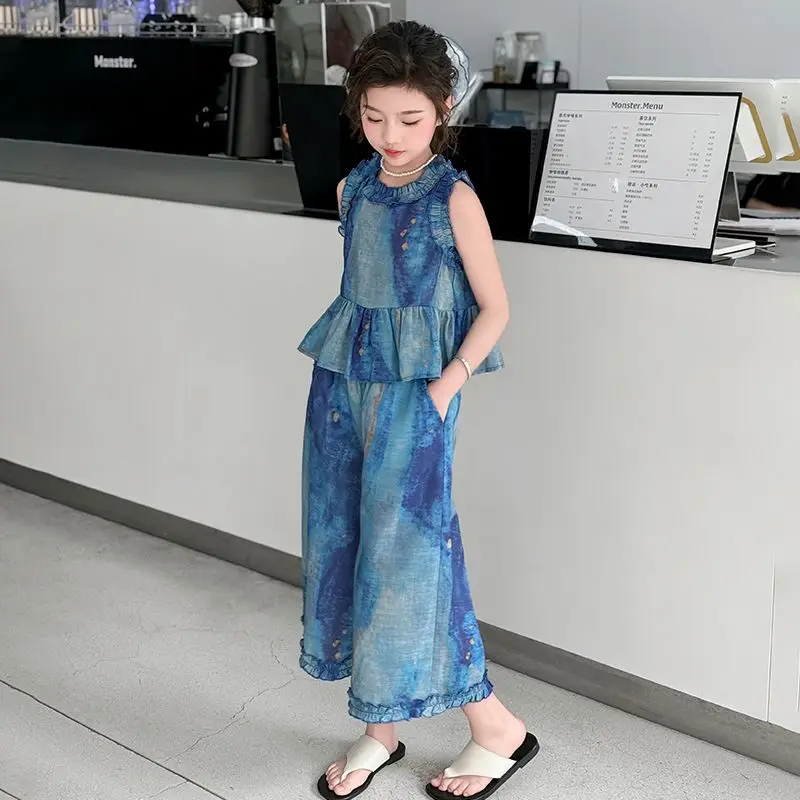 أطفال ملابس الصيف الفتيات من 13 إلى 14 سنة 8 مجموعات أطفال مجموعة الأطفال معطف فوقي من الأسفل الفتاة القمصان الابتدائية وتتسابق 10