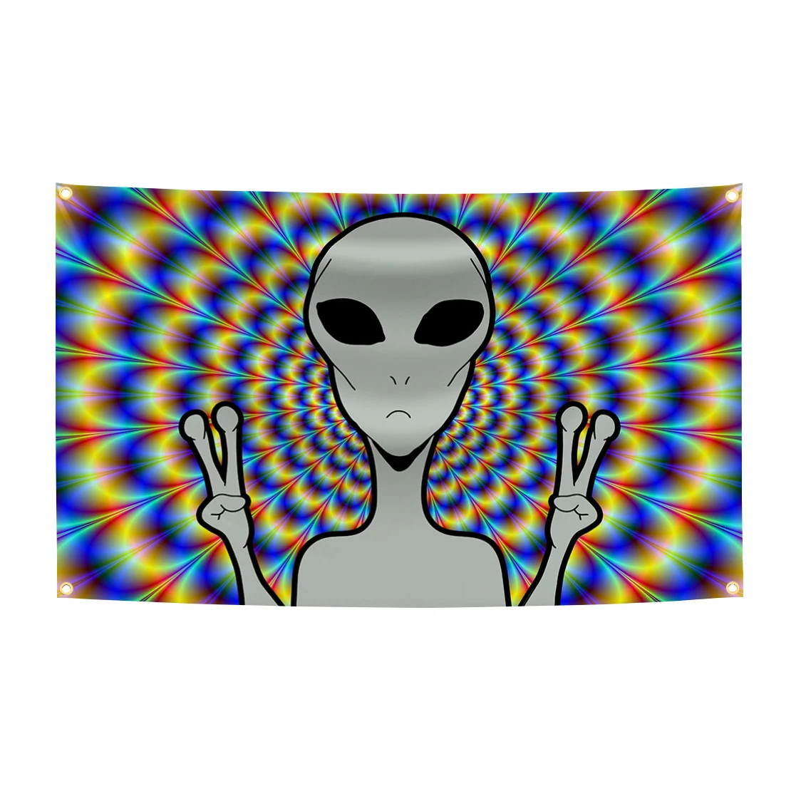 Bandera psicodélica Alien Meme, tapiz divertido, cartel para Bar, casa de cerveza, dormitorio universitario, cueva de hombre, puertas de cola y fiestas