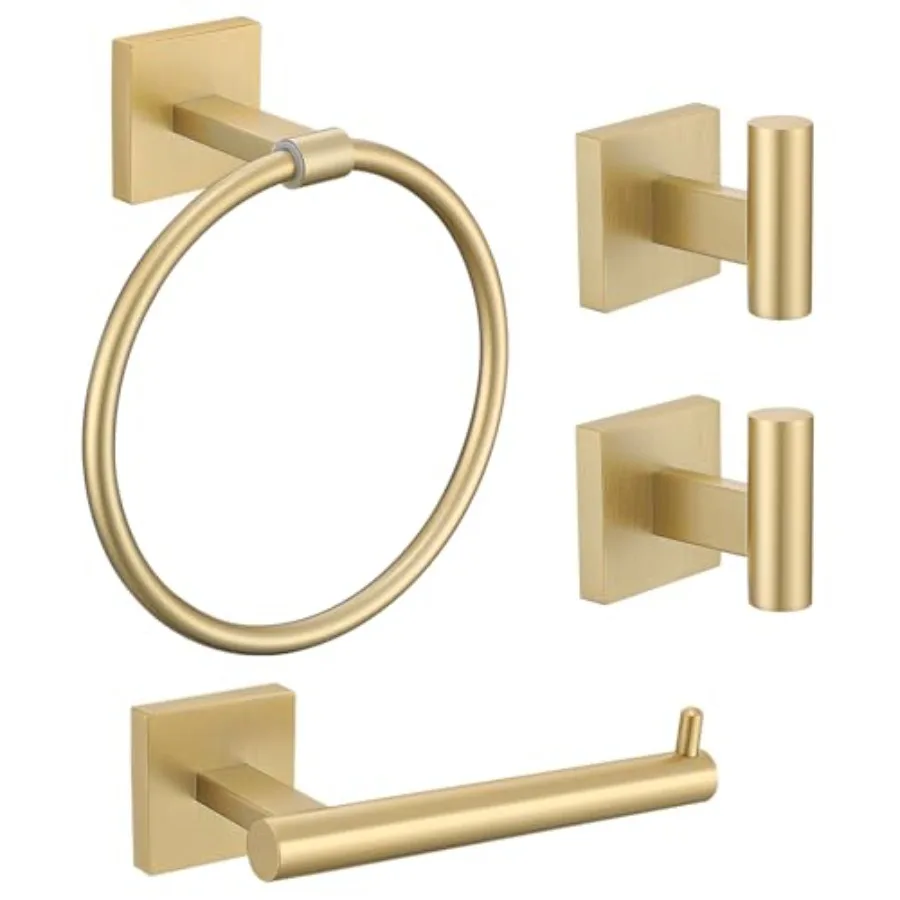 

Towel Ring 4 Ps throom Hrwre Inlues Towel Ring 2 Towel Hooks n Toilet Pper Holer Stinless Steel Wll Mounte