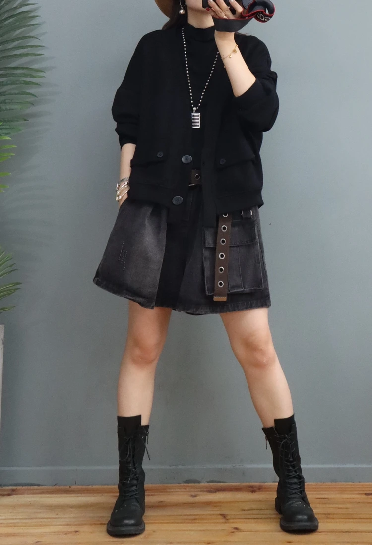 

Faionable Casual Cotton V-ne Open Cardigan Sweatirt Jaet Women's Premium Brand Tailored Goods Label Removed