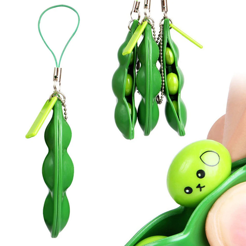 Pea Keychain with Cute Appearance Fidget Toys Accessory Creative Collectibles