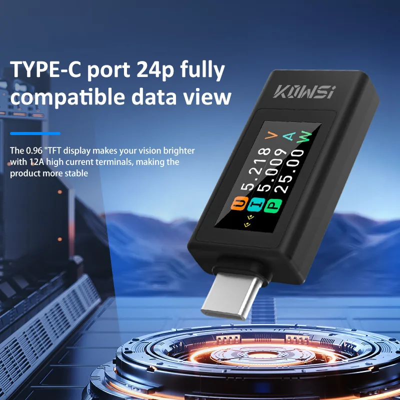 KWS-1902L NIEUWE AANKOMST Multifunctionele USB Type-C-tester 4-30V Maximaal 12A Uitschakelen Opslagfunctie Spanning Ampèremeter Vermogensmeter
