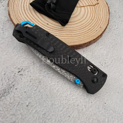 Lightweight BM 535 Damascus Steel Folding Knife Carbon Fiber Handle with Clip EDC Knives Outdoor Camping Fruit Knife Men's Gifts