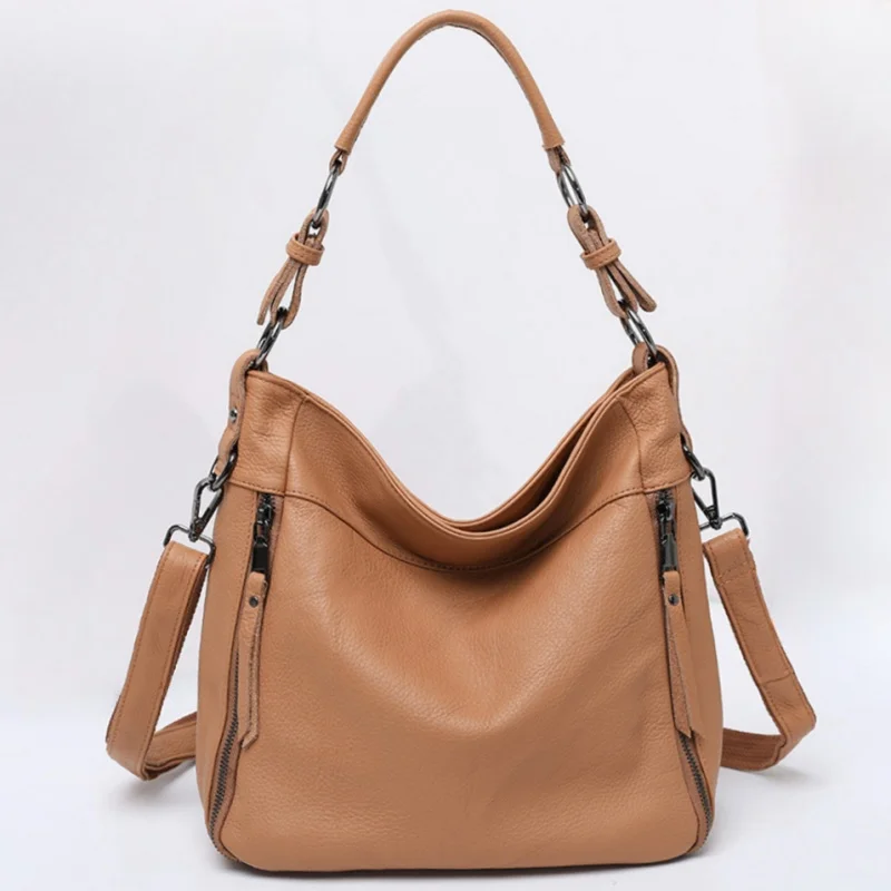 

Women's Genuine Leather Handbag Designer Hobos Shoulder Bag Large Crossbody Bags Solid Color Work Travel Purses Tote For Women