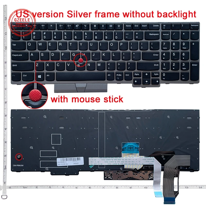 Nowa angielska klawiatura US/RU do ThinkPad E580 E585 E590 E595 L580 L590 T590 P52 P72 R590 P51S T580S E590 P52 T15 Gen 1/T15 Gen 2