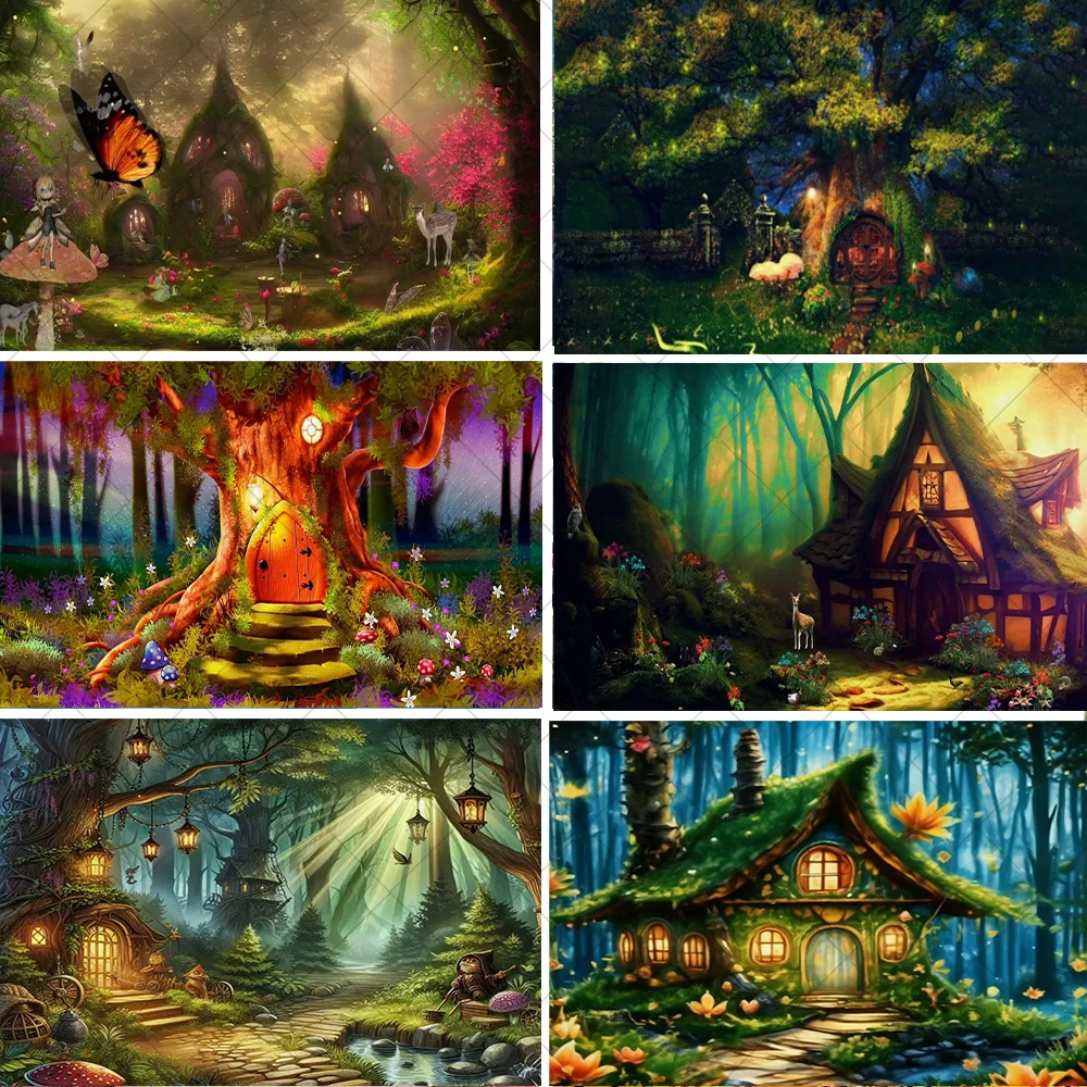 

Fantasy Fairytale Forest Theme Party Decoration Photography Background Wonderland Jungle Mushroom Baby Shower Supplies Gifts
