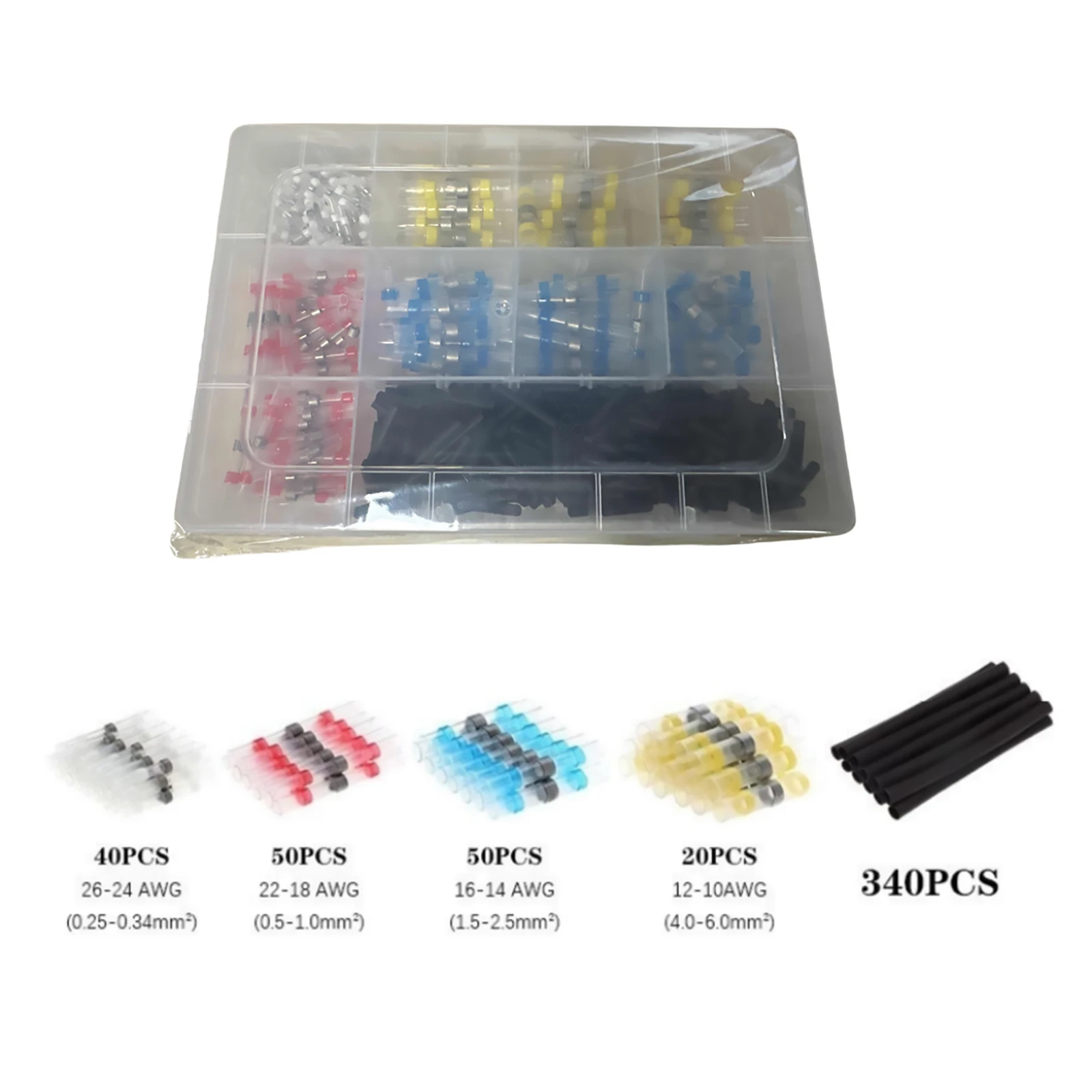 500Pcs/Box Mixed Heat Shrink Connect Terminals Waterproof Solder Sleeve Tube Electrical Wire Insulated Butt Connectors Kit