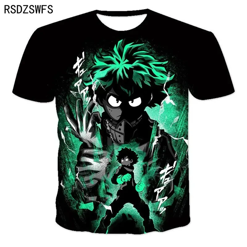 New Men\'s My Hero Academia 3D High Quality Printed Summer Short Sleeved T-shirt Fashionable Loose Comfortable Hip Hop Summer Top