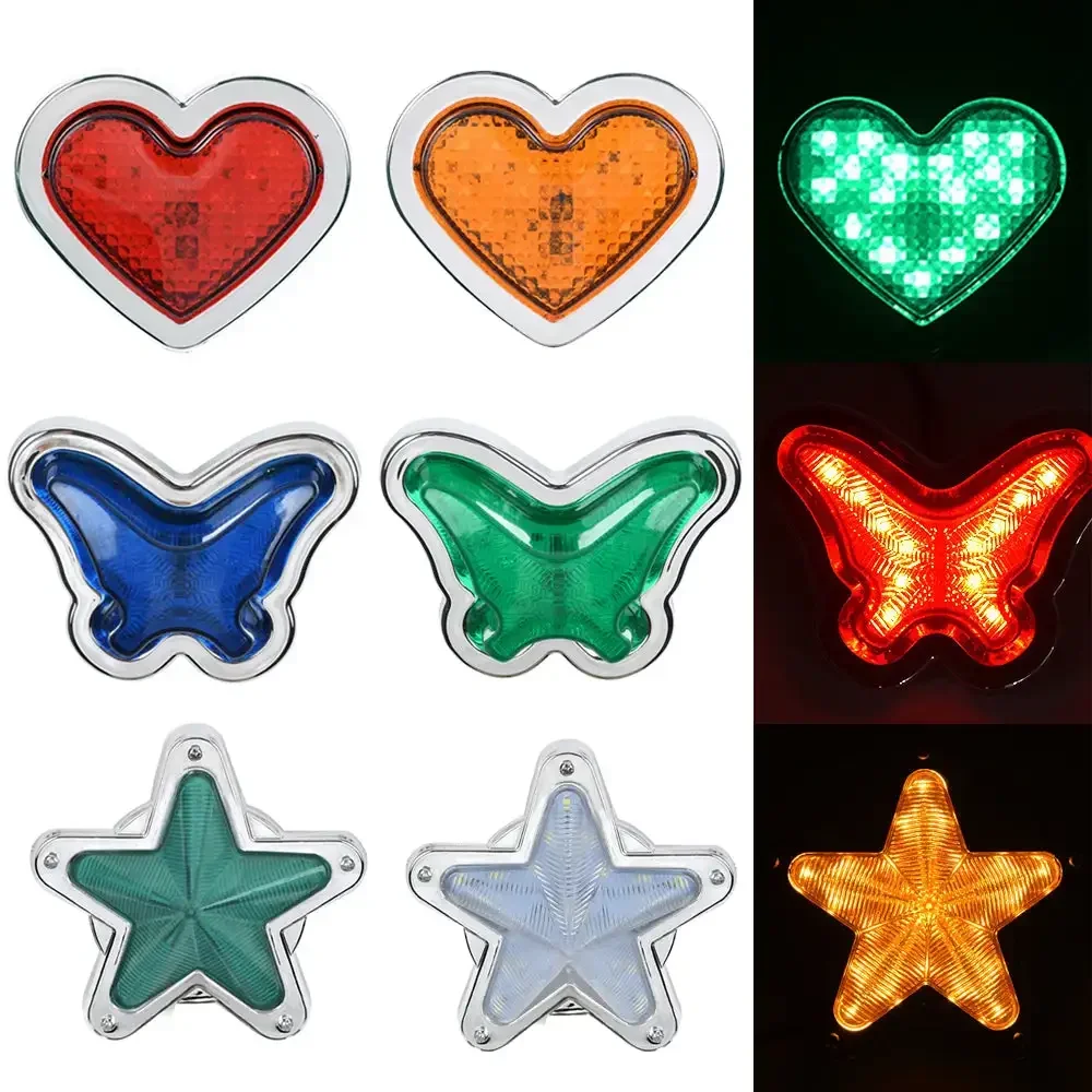 Red Heart Butterfly Star Shaped Side Marker Light Turn Signal Lamp 24V Accessory LED Light FOR Cars Vans Trucks Trailers ATV