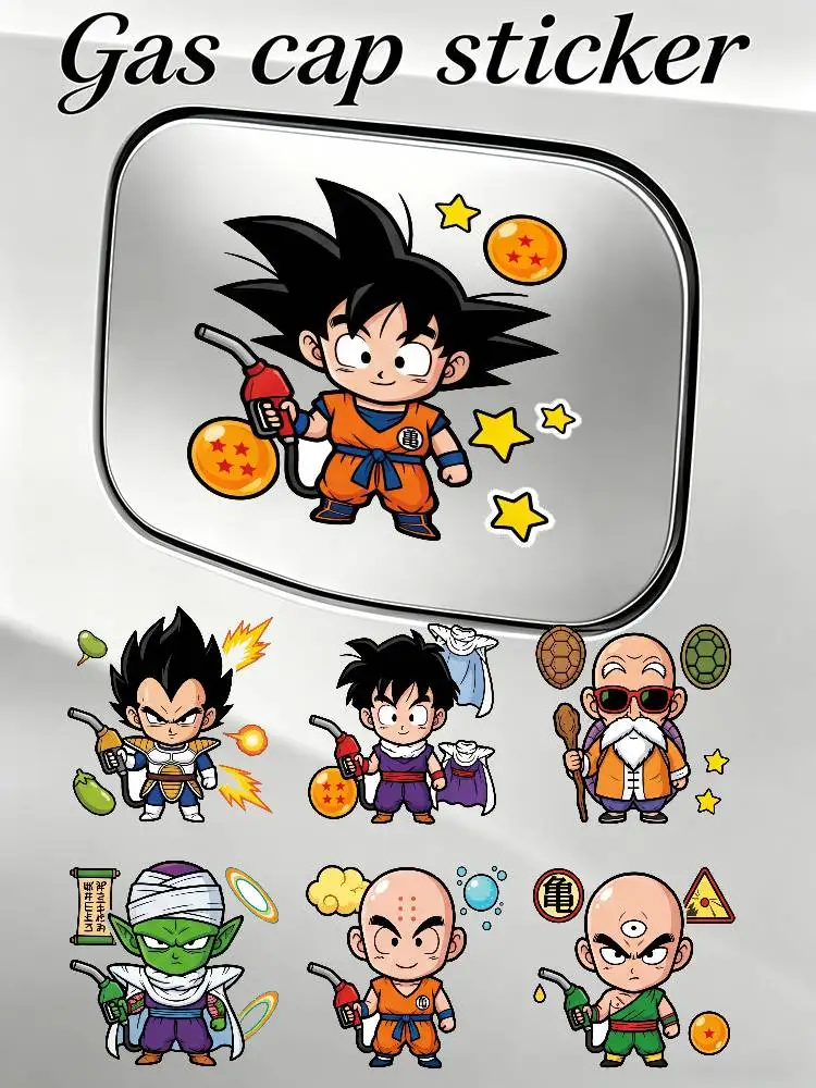 

Наклейка на крышку топливного бака автомобиля DRAGON BALL Super Saiyan Goku Vegeta, забавная автомобильная наклейка, водонепроницаемая виниловая наклейка